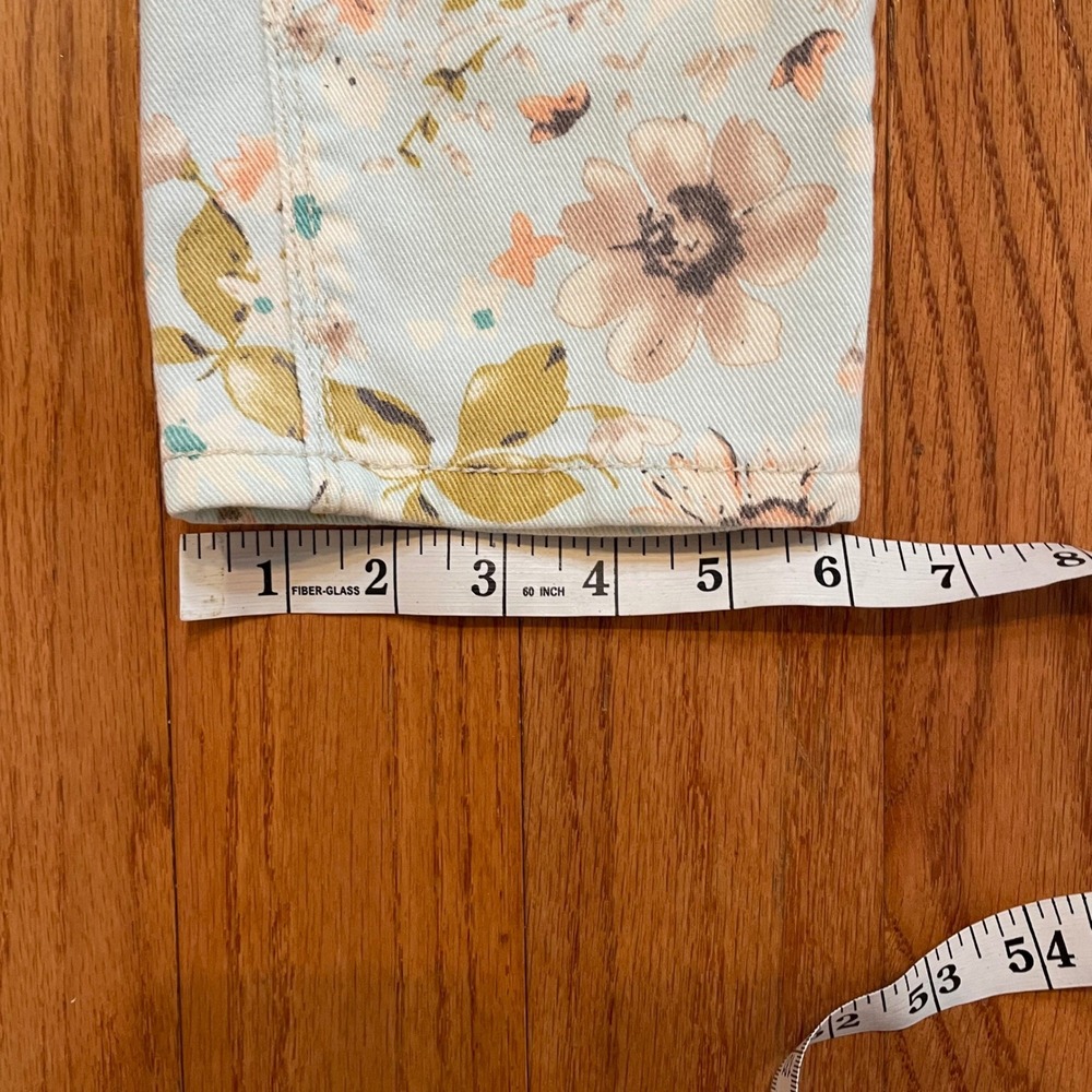 Vanilla Star Floral Print Skinny Jeans Blue Peach Flower Low Rise Size 11 - Picture 10 of 13